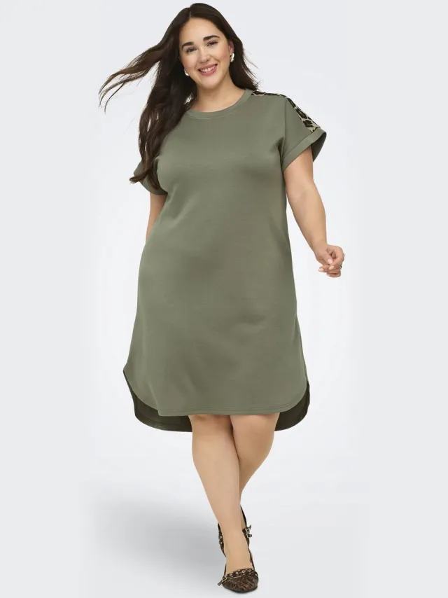 Only Carmakoma CARLISE S/S O-NECK DRESS JRS - Meisjes - Mini jurken Smokey Olive