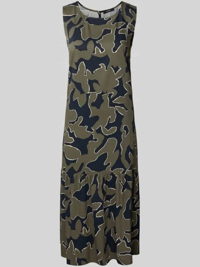 Opus Midi-jurk in laagjeslook, model 'Wicy wildflower' donkerblauw, foto 2