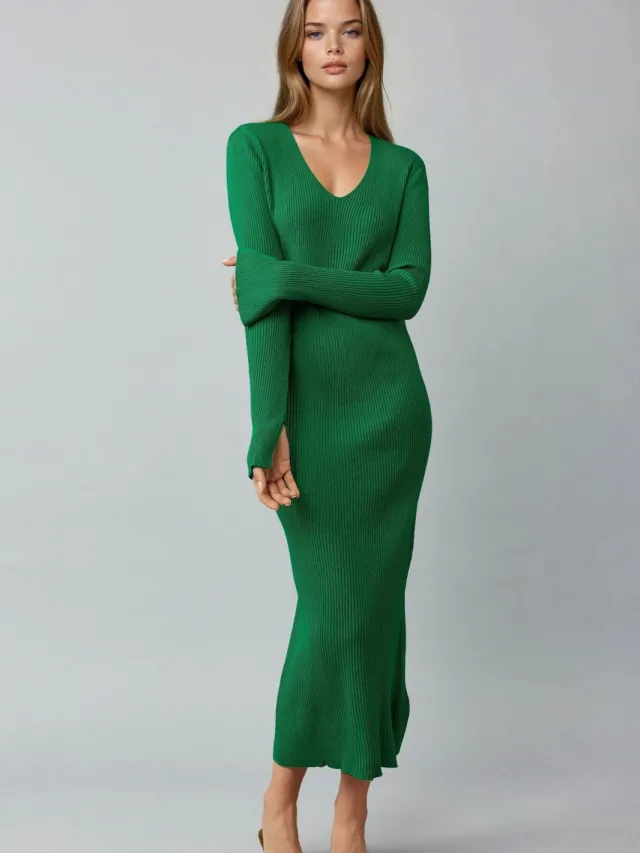MyFashion V-halstrui Maxi Jurk met Openingsluiting Groen