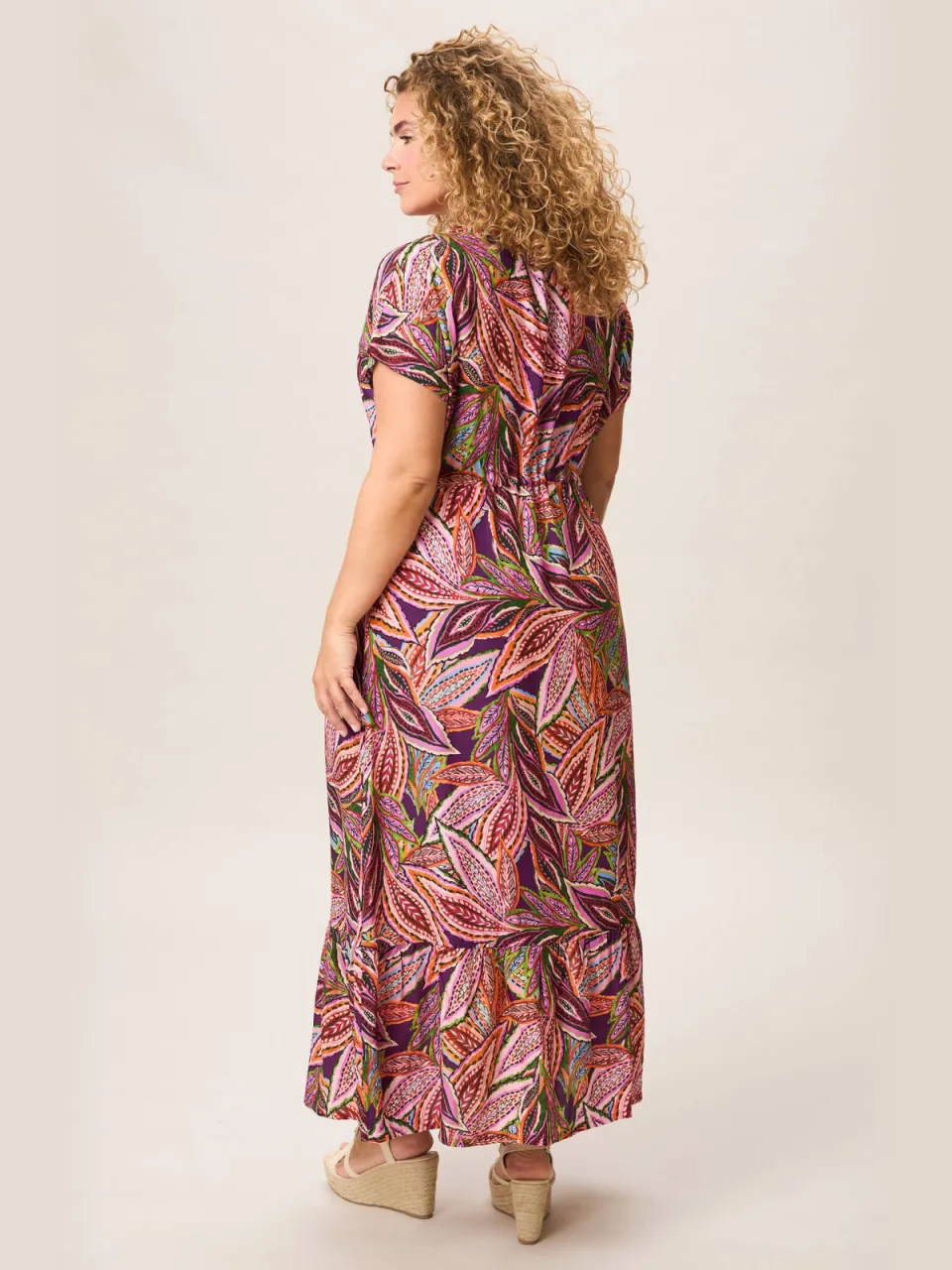 Miss Etam Plus viscose midi zomerjurk met print - oranje, foto 3