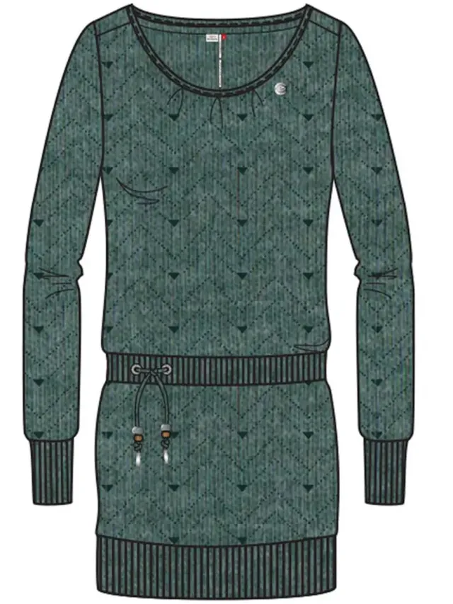 Damesjurk met lange mouwen Ragwear Alexa Zig Zag groen melange
