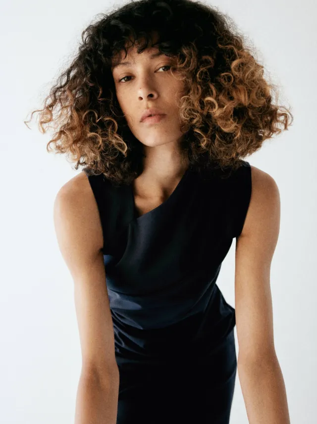 Mango midi jurk - donkerblauw, foto 2