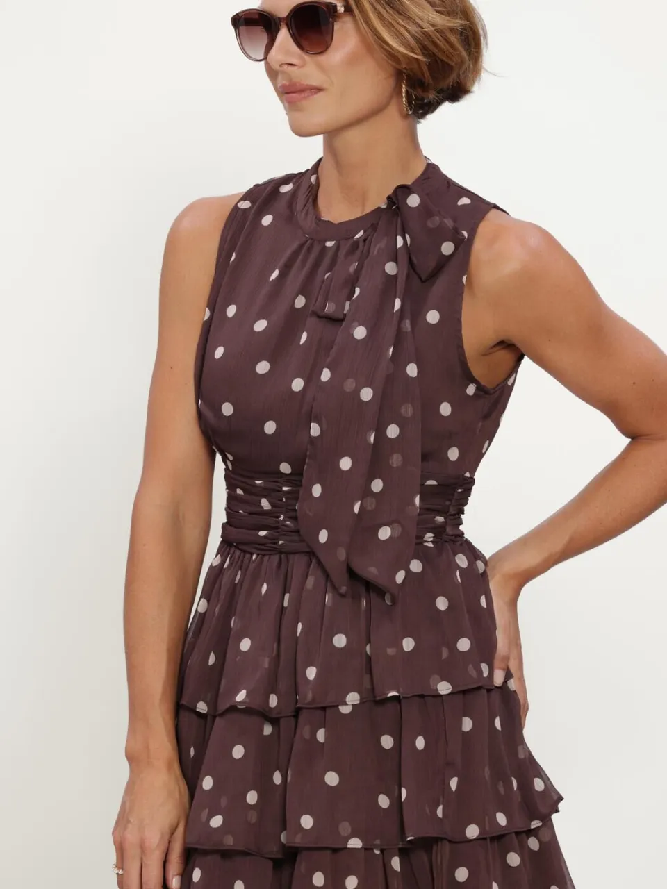NEO NOIR Dames Jurken May Big Dot Dress - Bruin, foto 4