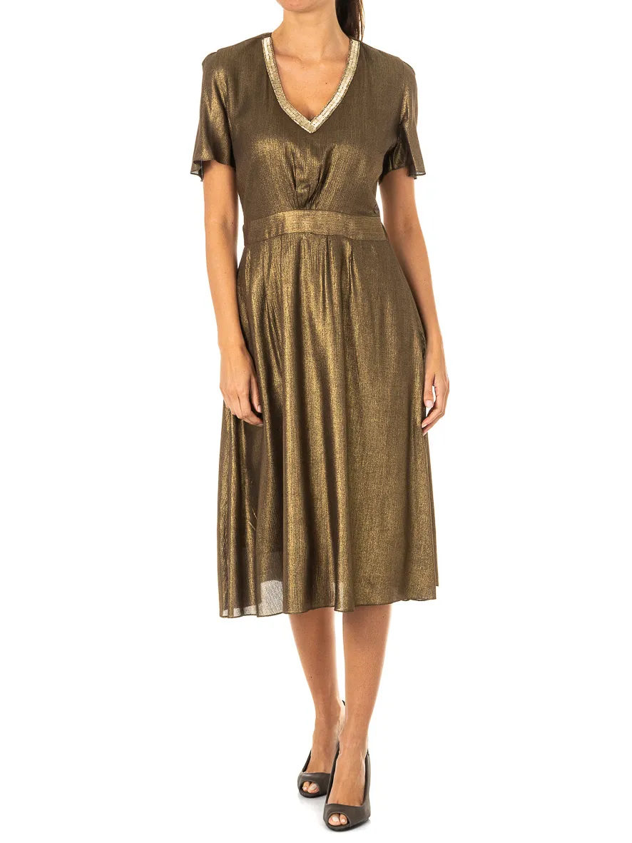 La Martina KWD007 midi-jurk bruin