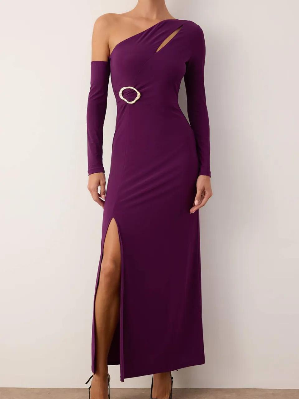 Trendyol TRENDYOLMİLLA Dames Paars Effen Maxi Lang Diploma-uitreiking / Gala A-lijn Avond & Gala Jurk, foto 2