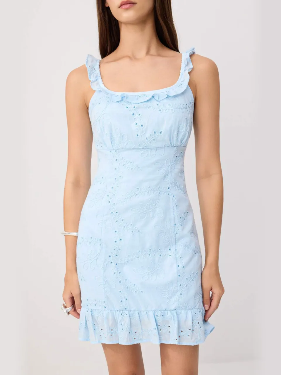 Trendyol TRENDYOLMİLLA Dames Blauw Effen Kort / Mini Mouwloos Bodycon Jurken, foto 2