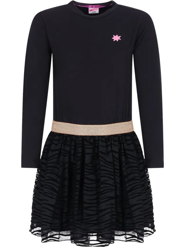B.Nosy Y609-5865 Jurk meisjes zwart-140 Black