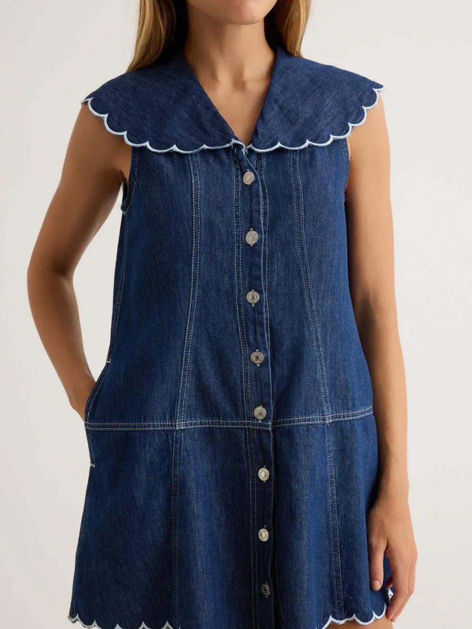 Trendyol TRENDYOLMİLLA Dames Blauw Effen Kort / Mini Mouwloos A-lijn Jurken, foto 2