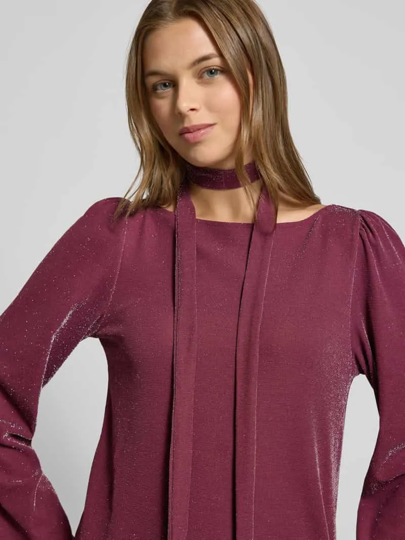 Vila Mini-jurk met boothals, model 'ELEINAS' prune, foto 5