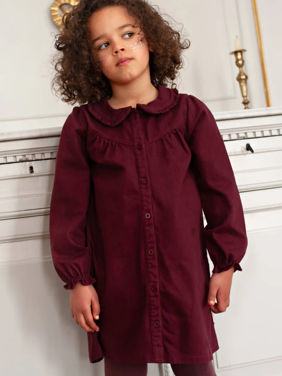 Jubel midi jurk met ruches bordeauxrood, foto 8