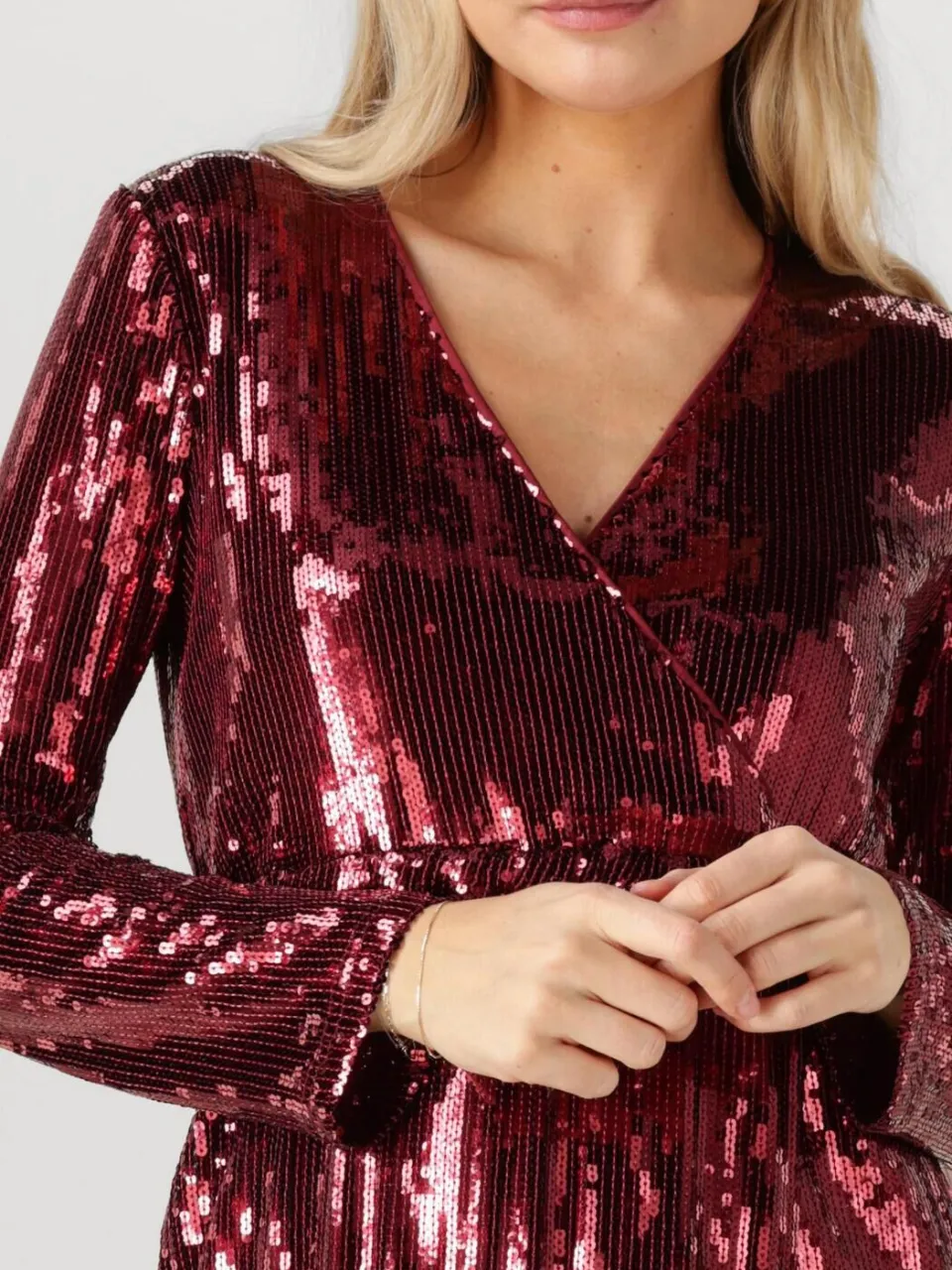Y.A.S. YAS Dames Jurken Yastio Ls Sequin Dress - Bordeaux, foto 3