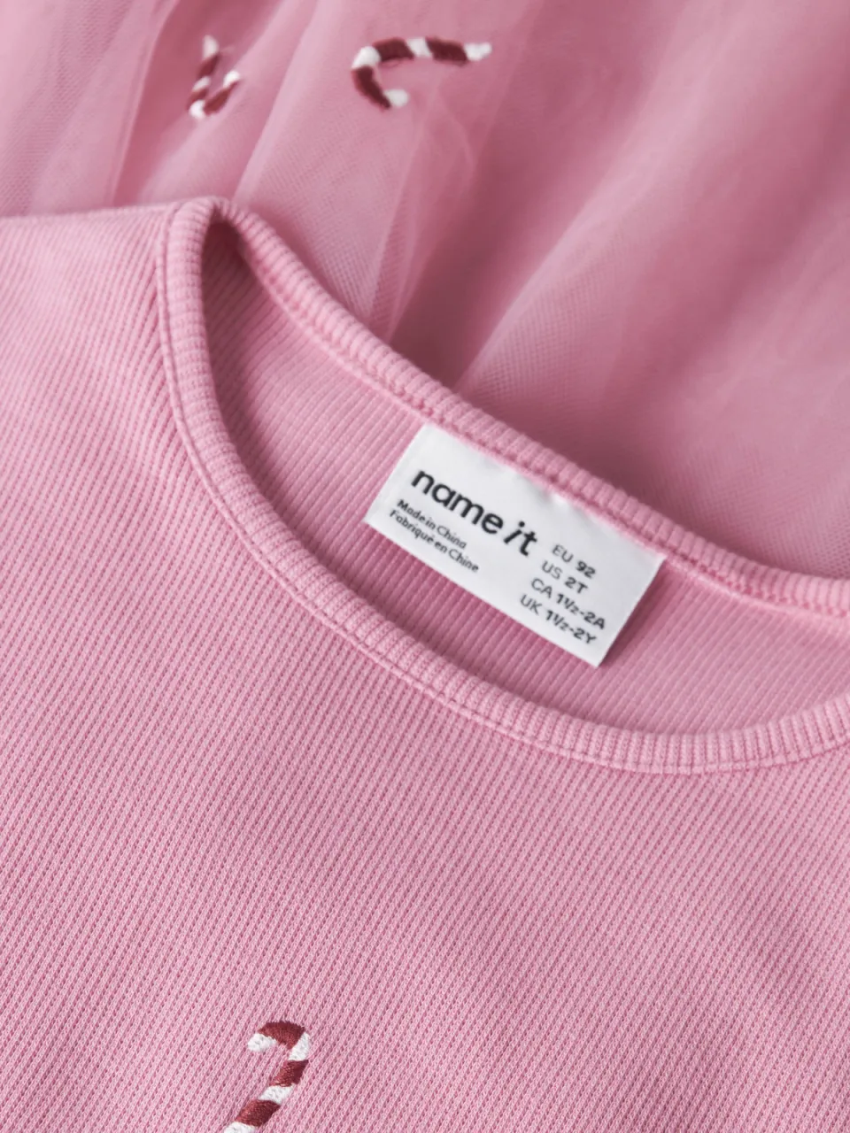NAME IT MINI korte jurk met borduursels roze, foto 3