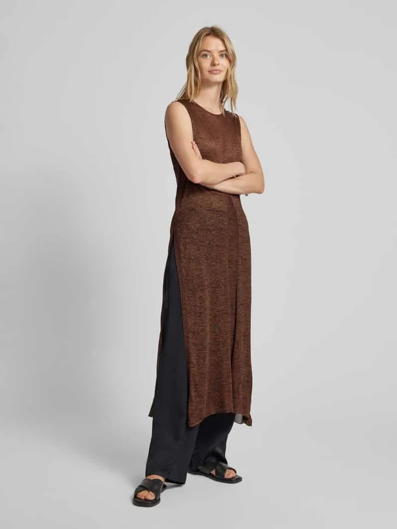 Stefanel maxi-jurk met structuurpatroon middenbruin, foto 3