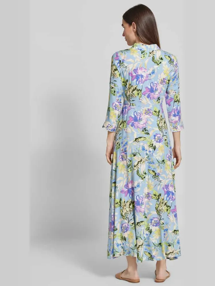 Yas Maxi-jurk met doorknoopsluiting, model 'SAVANNA' lichtblauw, foto 3