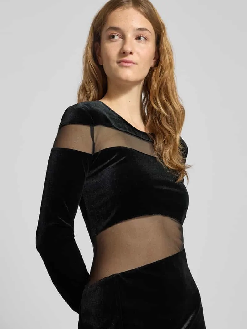 LeGer Midi-jurk met ronde hals, model 'Fray' zwart, foto 3
