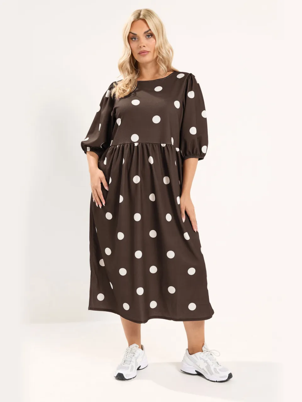 Limited Collection Chocoladebruine Jurk Met Stippen, foto 2