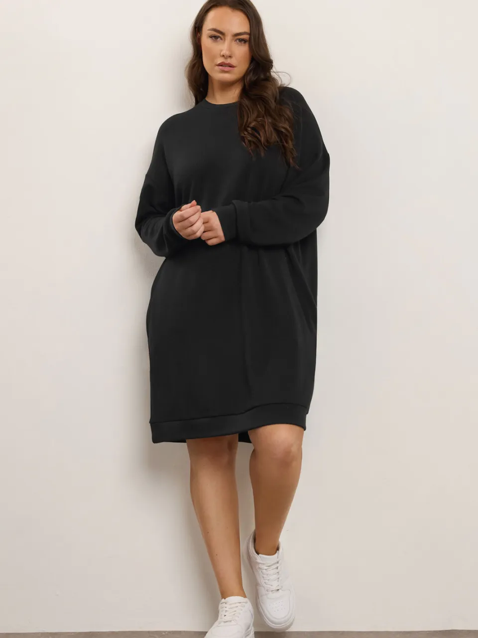 Yours Zwarte Sweatshirtjurk Met Zakken-56, foto 2