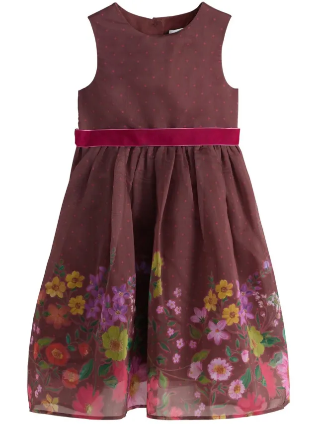 Next Meisjes - Gebloemde feestjurk - Bruin Chocolate Brown