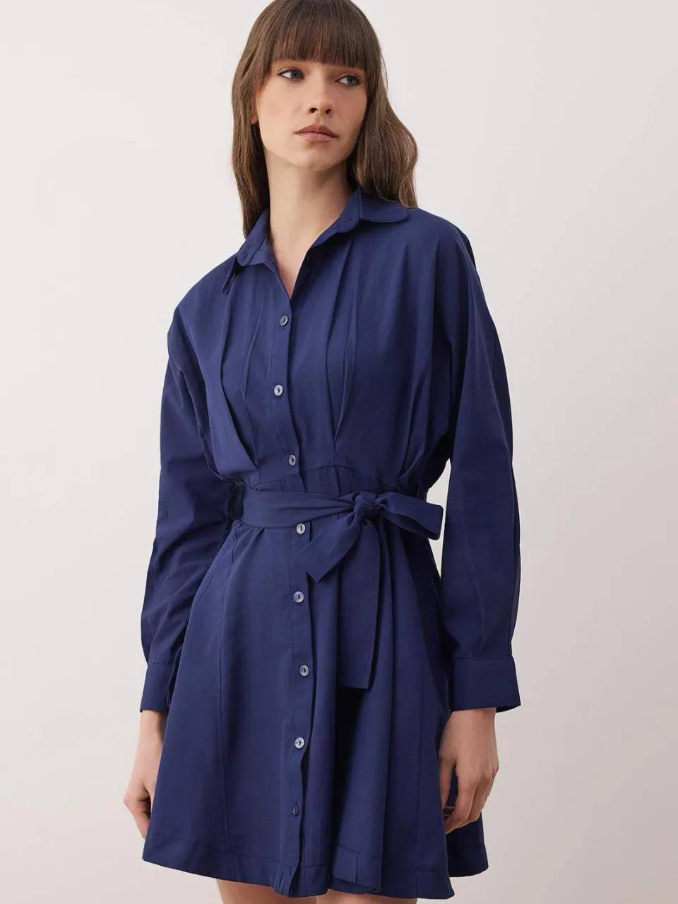 Trendyol TRENDYOLMİLLA Dames Donkerblauw Gestreept Kort / Mini Lang Avond / Dagelijks Blousejurk Jurken marineblauw/blauw, foto 2