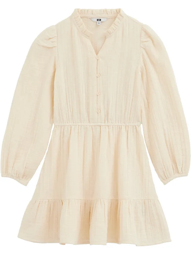 WE Fashion Meisjes jurk met structuur Light yellow