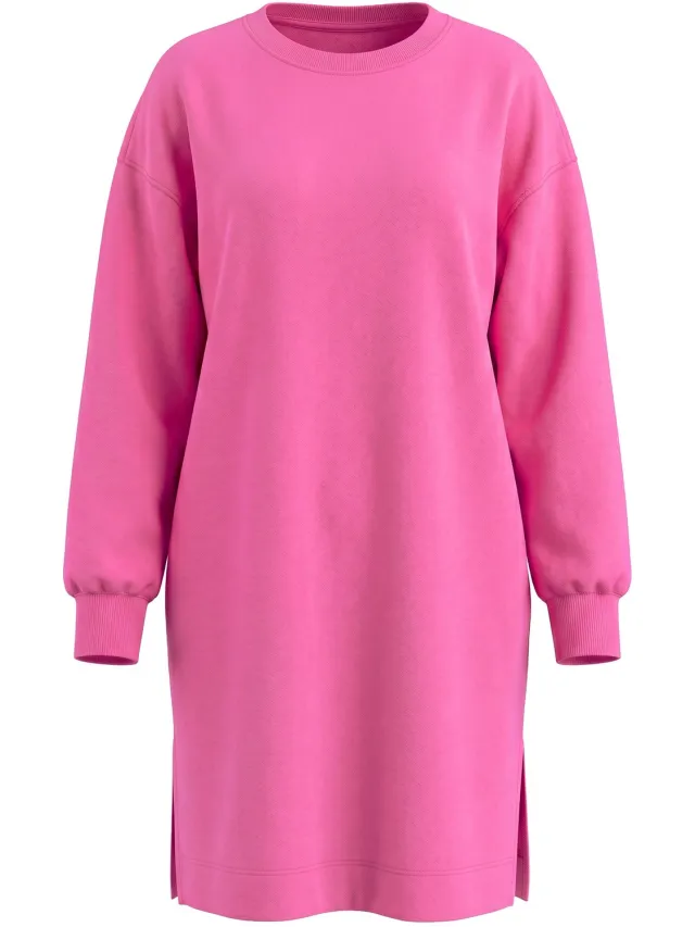 Studio Untold Dames - Sweaterjurk oversized wijde ballon lange mouwen - Donkerroze - Maat 50+