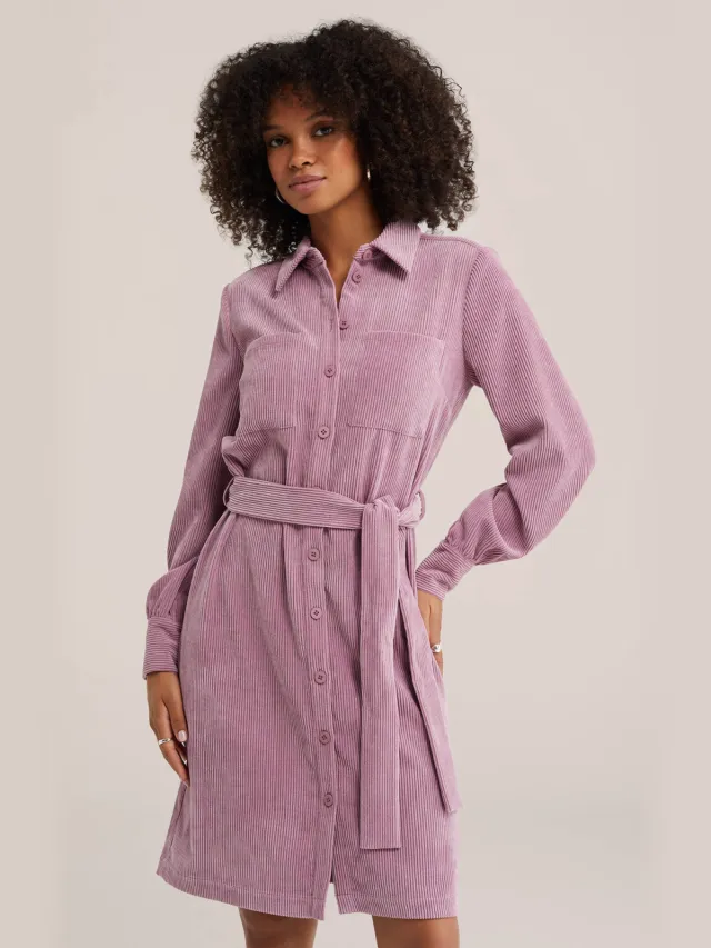 WE Fashion corduroy blousejurk met ceintuur - lichtroze