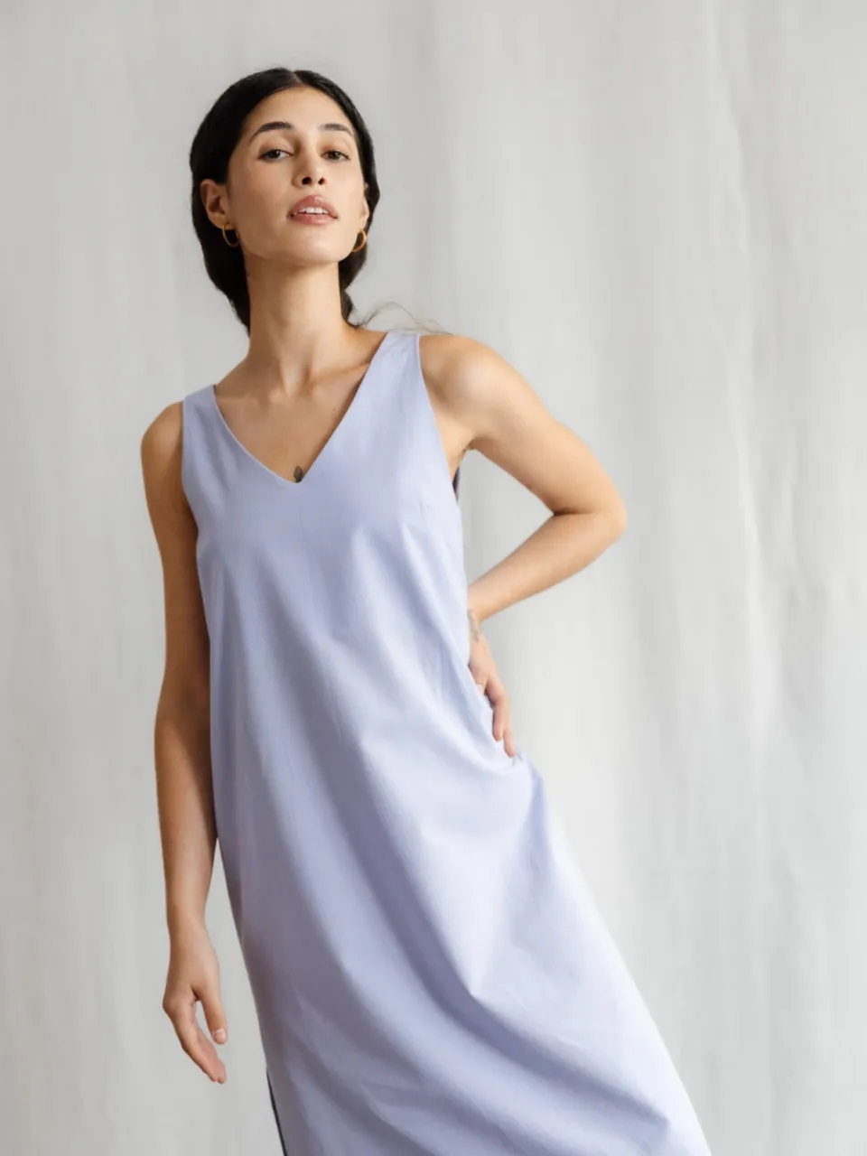 Jyoti - Fair Works dames vegan Midi Jurk Arohi Paars, foto 2