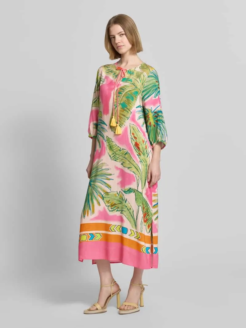 Emily Van den Bergh Tuniekjurk van viscose met tuniekkraag en kwastjes felroze, foto 4