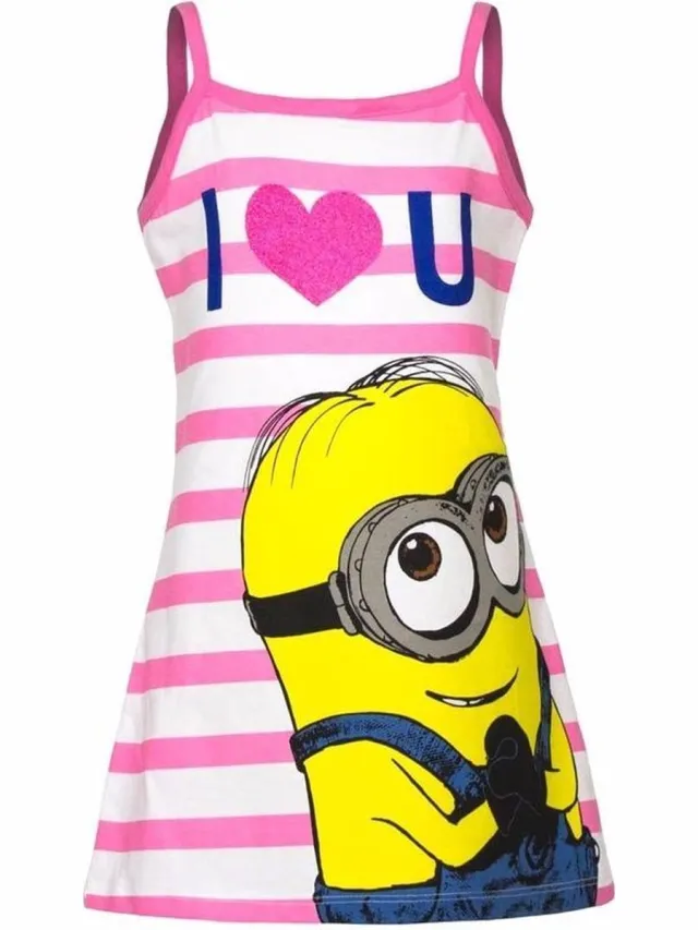 Minions jurkje wit/roze voor meisjes 98 (3 jaar)