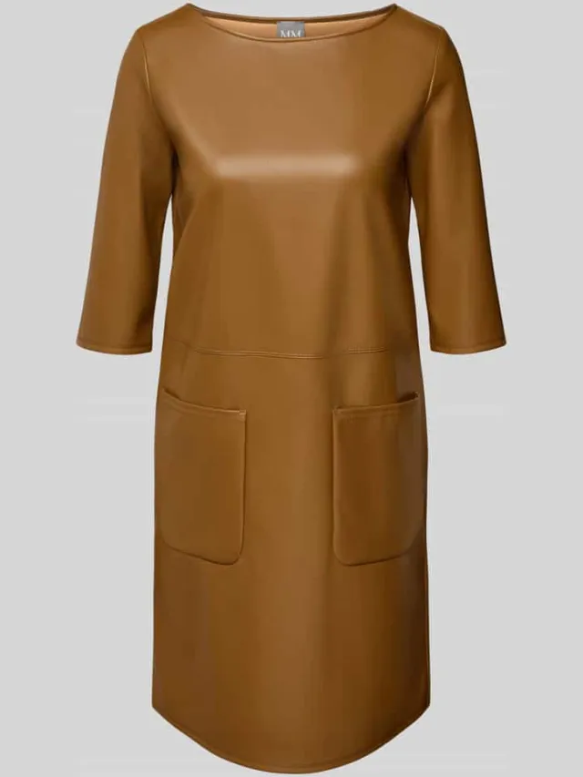Max Mara Smalle jurk in kunstleerlook cognac, foto 2