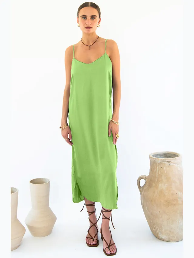 Neu Nomads dames vegan Slip Dress Easy Slip Smaragdgroen