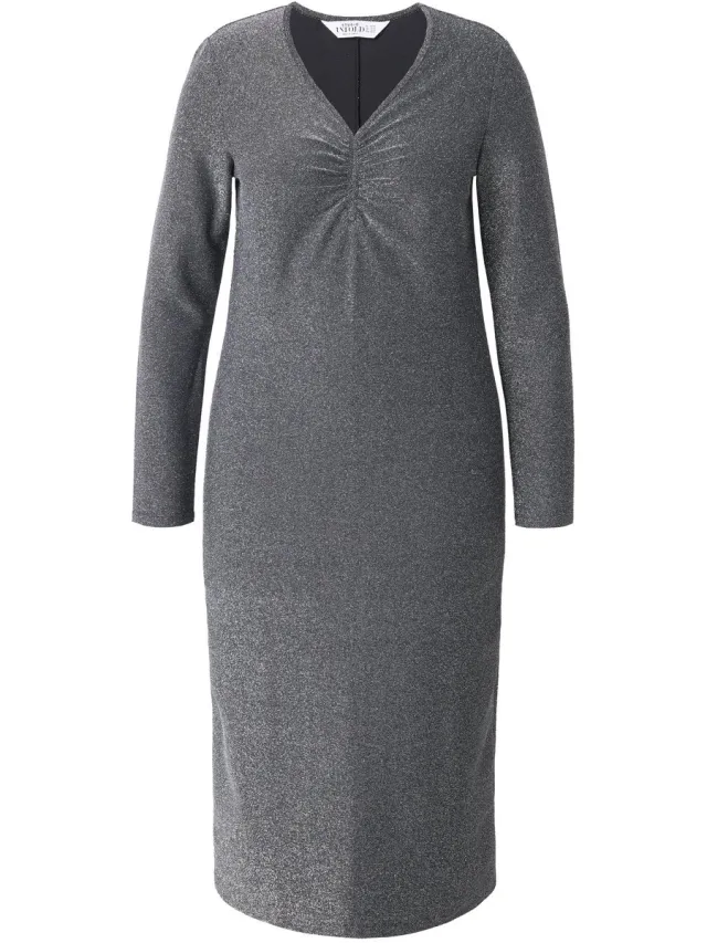 Studio Untold Dames - Midi-jurk glitters A-lijn - Zwart - Maat 50+