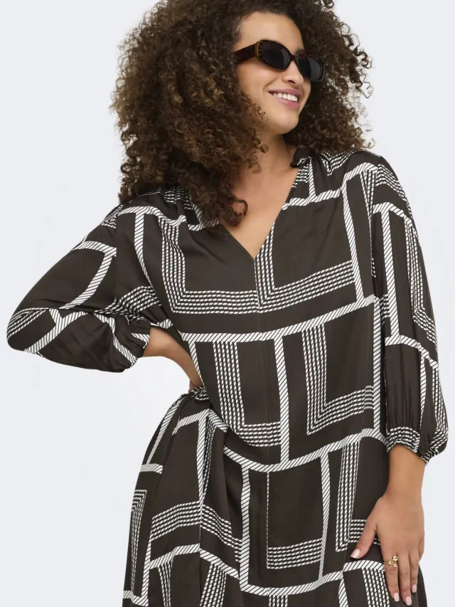 Only Carmakoma mini jurk Plus Size met print - donkerbruin, foto 5