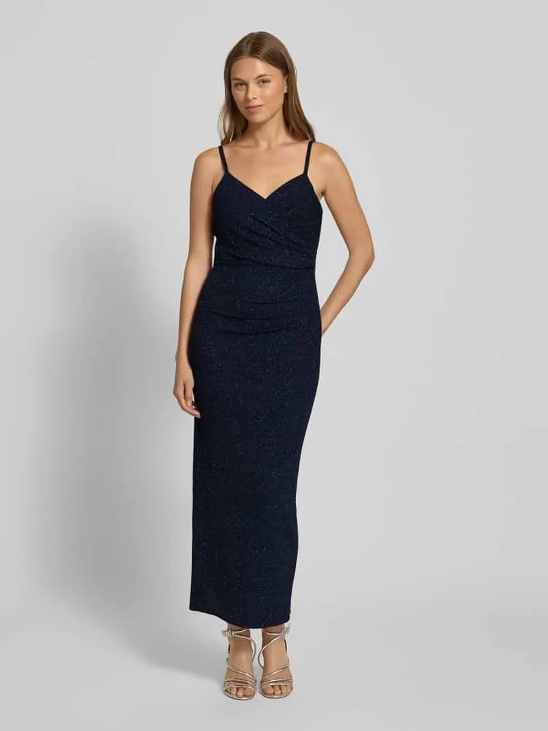TROYDEN COLLECTION Avondjurk met V-hals en plooien Donkerblauw
