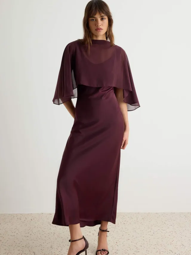 Trendyol TRENDYOLMİLLA Dames Paars Effen Maxi Mouwloos Meerminmodel Jurken Rood