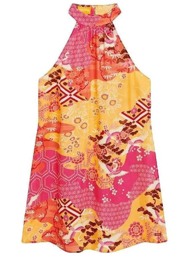 Korte Jurk Superdry Robe Imprimée Sans Manches roze