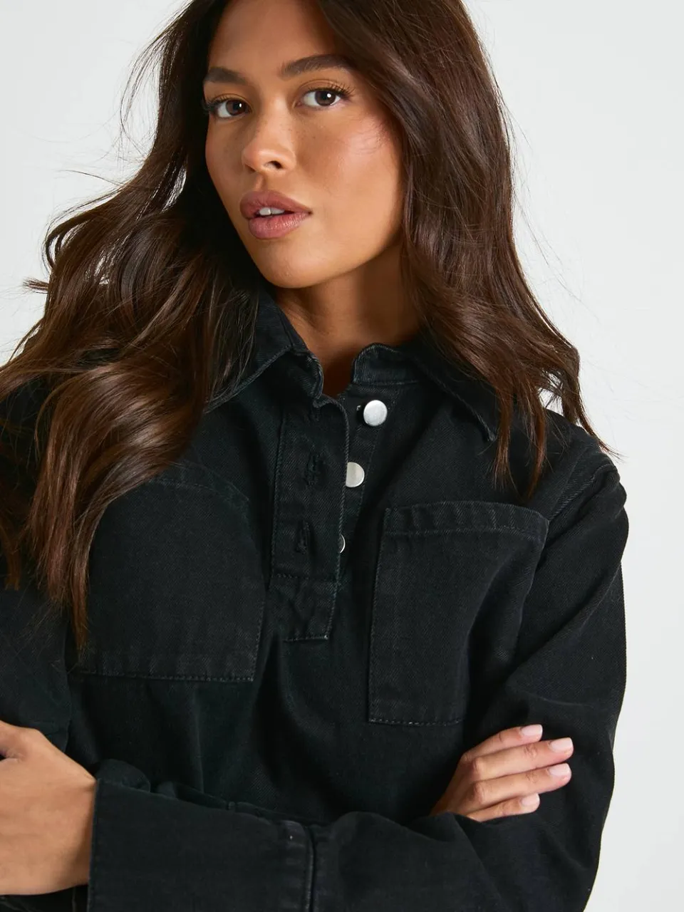 boohoo Dames Denimjurk met lange mouwen, foto 4