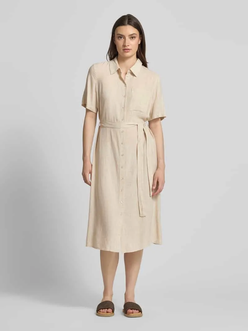 Pieces Losjes vallende vrijetijdsjurk van viscose-linnenmix model 'PIA' Beige