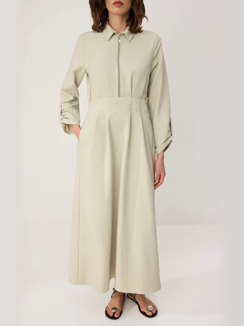 Trendyol Modest Dames Groen Effen Maxi Lang Casual A-lijn Modest Jurken, foto 2
