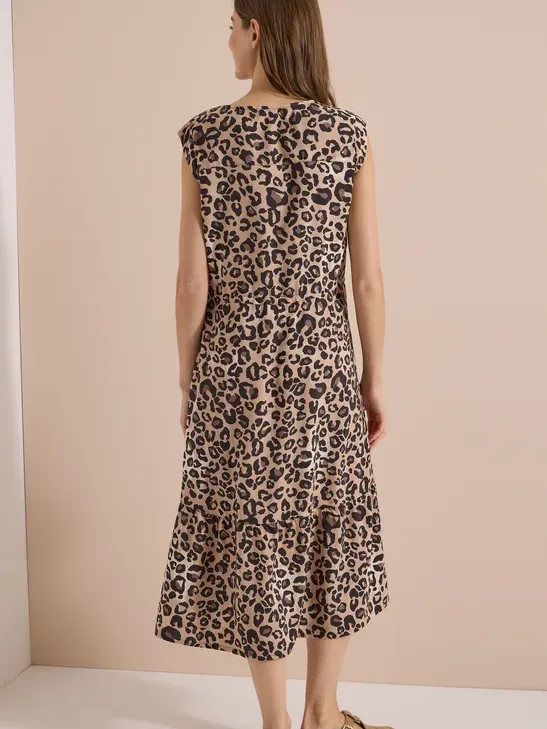 cecil Midi-jurk met split in de hals en luipaardprint beige, foto 4