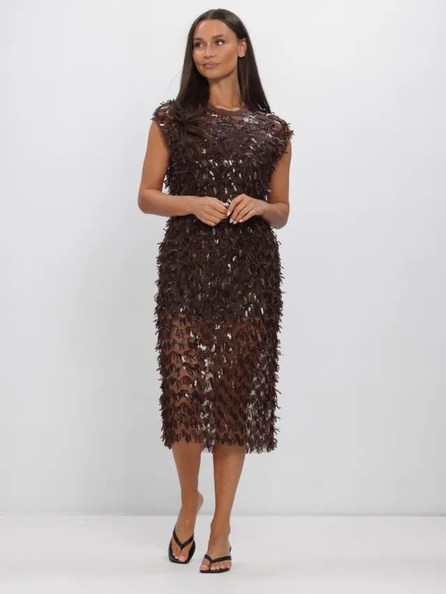 HAUTE L'AMITIÉ Dames Jurken Limone Dress - Bruin