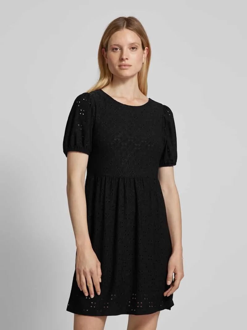 Pieces Mini-jurk met broderie anglaise Zwart