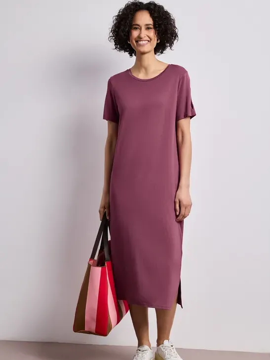 Street One Midi-jurk met korte mouwen en splitdetail Roze