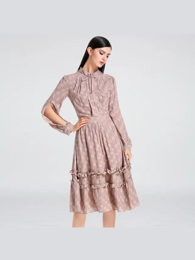 Smart & Joy Pasvorm en flare blouse jurk Roze