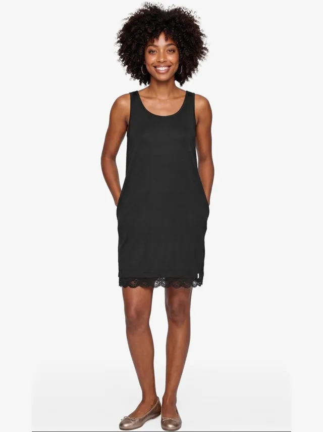 Didi Dames Slipdress Sally Black Zwart / grijs