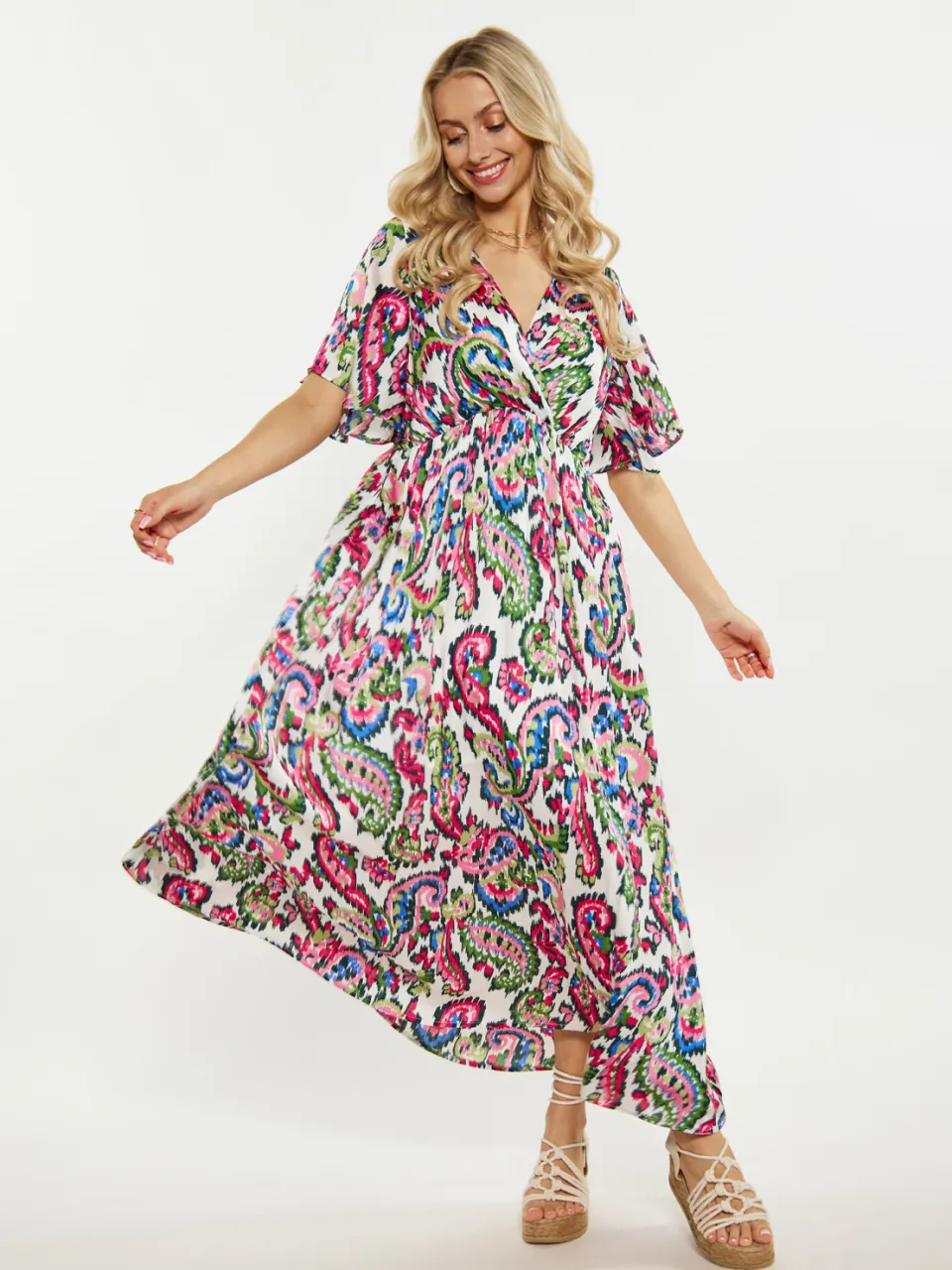 IZIA Jurk Dames Wit Veelkleurig