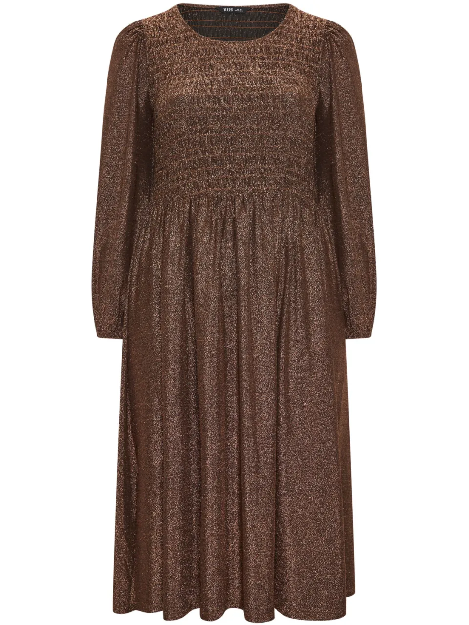 Yours Gouden Midijurk Met Glitters, Peplum En Smockwerk, foto 2