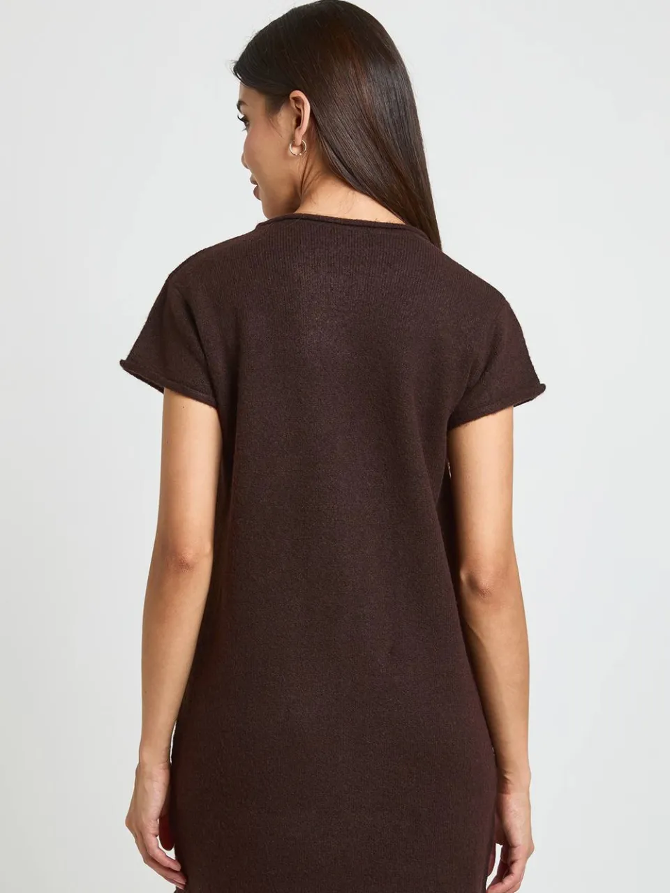 boohoo Dames Zachte Gebreide Mini-jurk Met Naaddetail chocoladebruin, foto 3