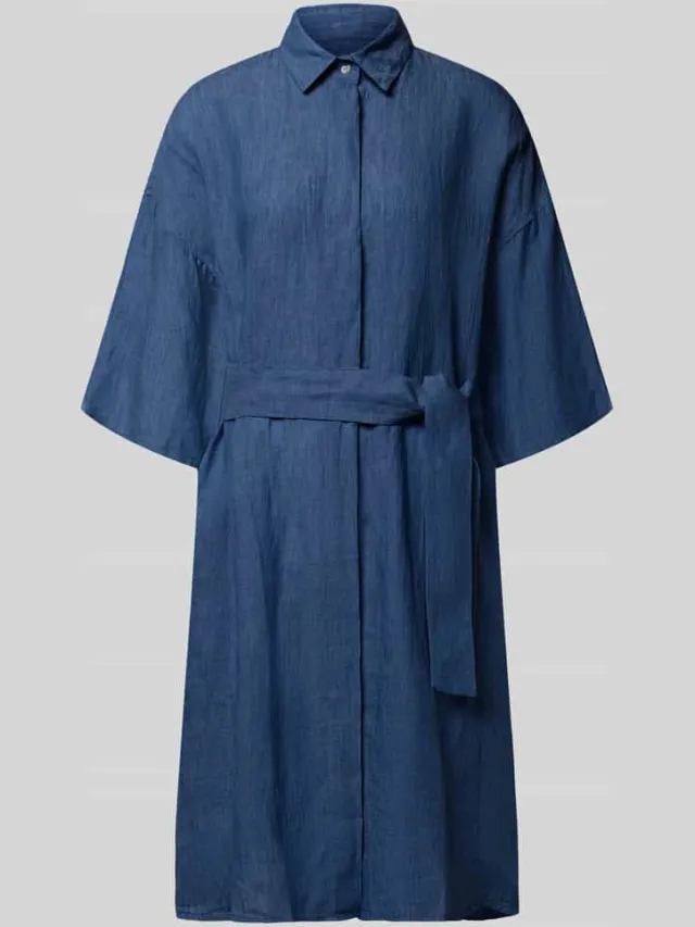 0039 italy Linnen jurk van puur linnen model 'Derby' marineblauw, foto 2