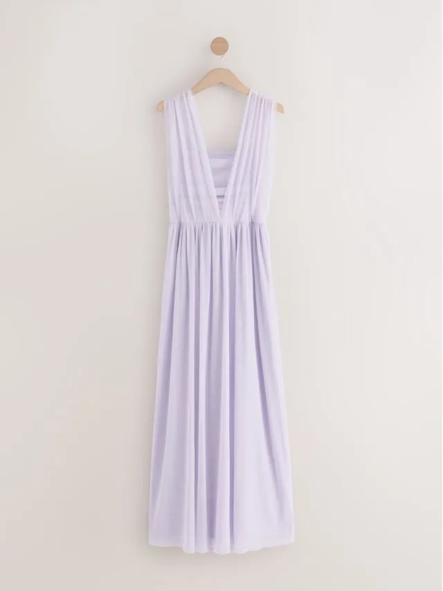 Next Dames - Mesh multiway maxi-jurk voor bruidsmeisjes en bruiloftsgasten - Paars Lilac Purple